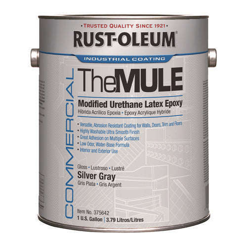 Image of Rust-Oleum® Commercial The MULE (Modified Urethane Latex Epoxy), Interior/Exterior, Gloss Silver Gray, 1 gal Bucket/Pail, 2/Carton