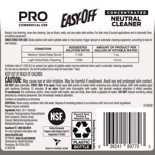 Image of Professional EASY-OFF® Concentrated Neutral Cleaner, 1 gal Bottle, 2/Carton