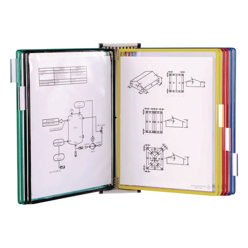 Image of djois® by Tarifold Wall Unit Reference Starter Set, 10 Panels with Assorted Color Borders, White Base
