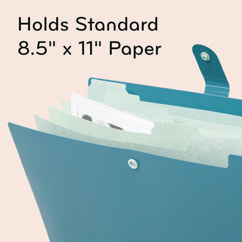 Image of U Brands U-Eco Six-Pocket Expandable Folder, 4.5" Expansion, 6 Sections, Snap Button Closure, 1/6-Cut Tabs, Letter Size, 3/Pack