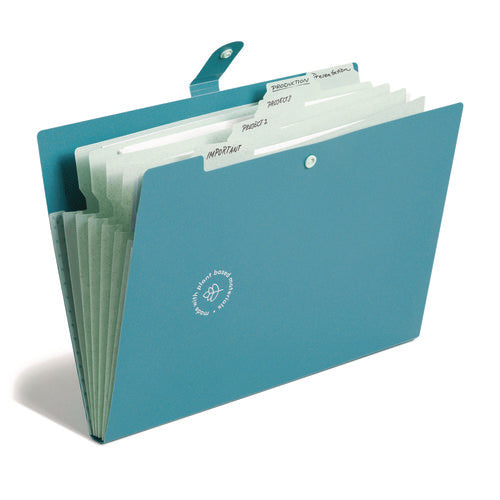 Image of U Brands U-Eco Six-Pocket Expandable Folder, 4.5" Expansion, 6 Sections, Snap Button Closure, 1/6-Cut Tabs, Letter Size, 3/Pack
