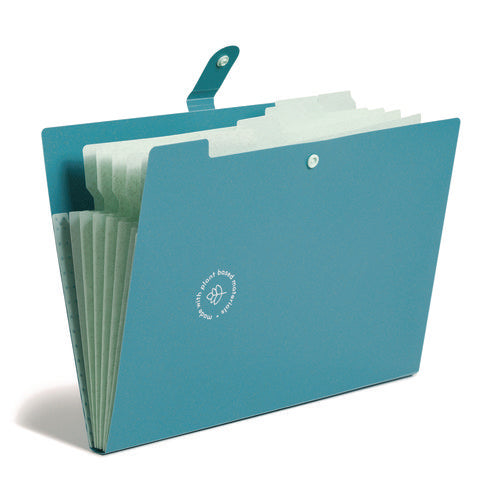 Image of U Brands U-Eco Six-Pocket Expandable Folder, 4.5" Expansion, 6 Sections, Snap Button Closure, 1/6-Cut Tabs, Letter Size, 3/Pack