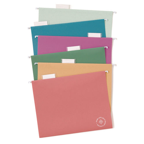 Image of U Brands U-Eco Hanging File Folders, Letter Size, 1/5-Cut Tabs, Assorted, 12/Pack
