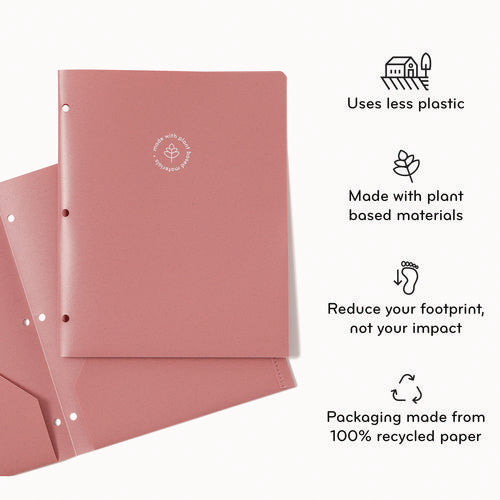 Image of U Brands U-Eco Poly Two-Pocket Folders, Three-Hole Punched, Poly/Wheat Straw, 11 x 8.5, Assorted,12/Pack