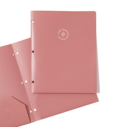 Image of U Brands U-Eco Poly Two-Pocket Folders, Three-Hole Punched, Poly/Wheat Straw, 11 x 8.5, Assorted,12/Pack