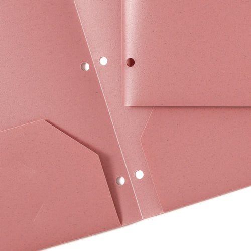 Image of U Brands U-Eco Poly Two-Pocket Folders, Three-Hole Punched, Poly/Wheat Straw, 11 x 8.5, Assorted,12/Pack