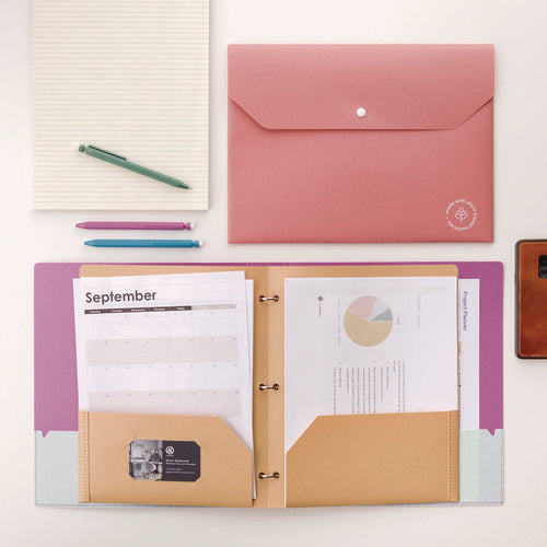 Image of U Brands U-Eco Poly Two-Pocket Folders, Three-Hole Punched, Poly/Wheat Straw, 11 x 8.5, Assorted,12/Pack