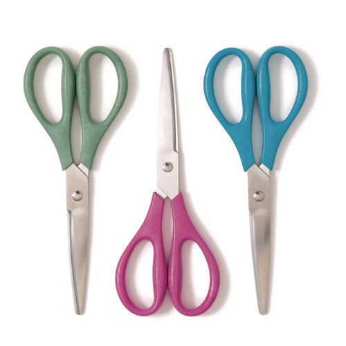 Image of U Brands U-Eco Scissors, 9.45" Long, 3" Cut Length, Straight Assorted Color Handles, 3/Pack