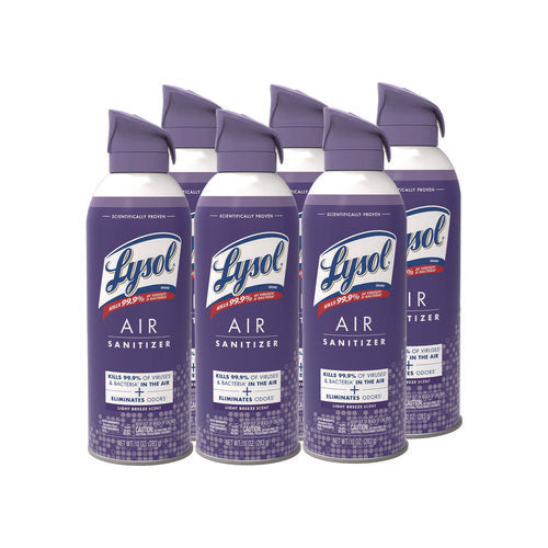 Image of LYSOL® Brand Air Sanitizer Spray, Light Breeze Scent, 10 oz Aerosol Can, 6/Carton