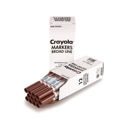 Image of Crayola® Broad Line Washable Markers, Broad Bullet Tip, Brown, 12/box