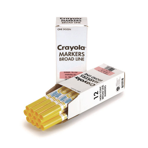Image of Crayola® Broad Line Washable Markers, Broad Bullet Tip, Yellow, 12/box