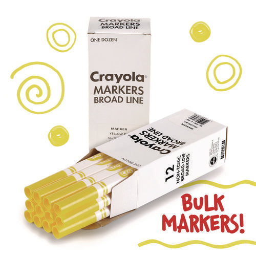 Image of Crayola® Broad Line Washable Markers, Broad Bullet Tip, Yellow, 12/box