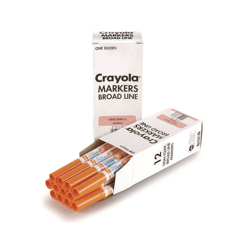 Image of Crayola® Broad Line Washable Markers, Broad Bullet Tip, Orange, 12/box