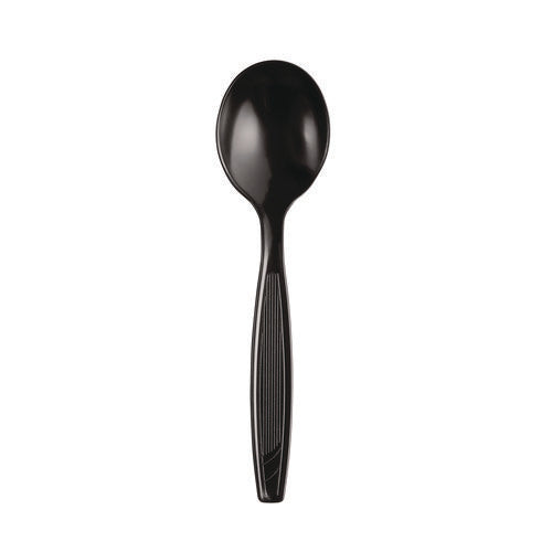Image of Dixie® Individually Wrapped Heavyweight Soup Spoons, 5.75", Plastic, Black, 1,000/Carton