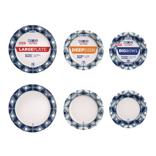 Image of Dixie® Heavy Duty Disposable Dinnerware, Large Plate, Paper, 11.5" dia, Floral, Blue/Yellow/White, 12/Pack