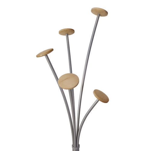 Image of Alba Festival Coat Stand with Umbrella Holder, Five Knobs, 13.97 x 14 x 73.62, Gray