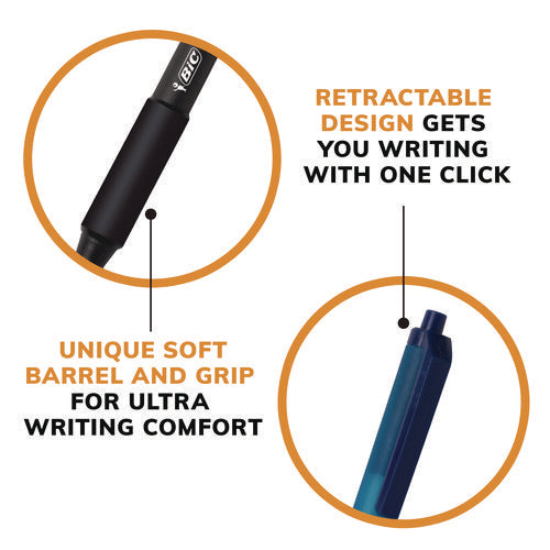 Image of BIC® Soft Feel Ballpoint Pen, Retractable, Medium 1 Mm, Black Ink, Black Barrel, Dozen