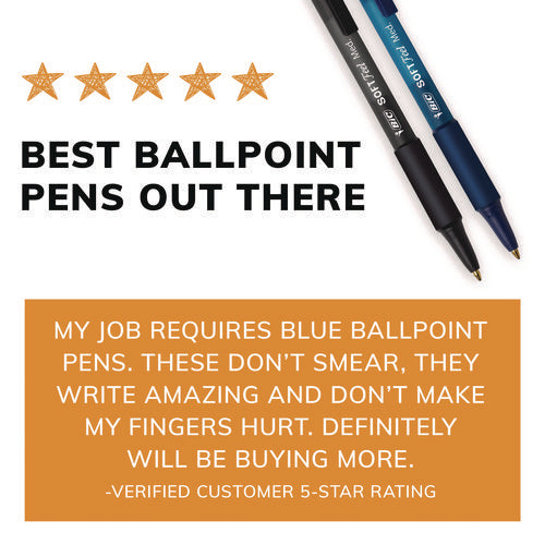 Image of BIC® Soft Feel Ballpoint Pen Value Pack, Retractable, Medium 1 Mm, Black Ink, Black Barrel, 36/pack