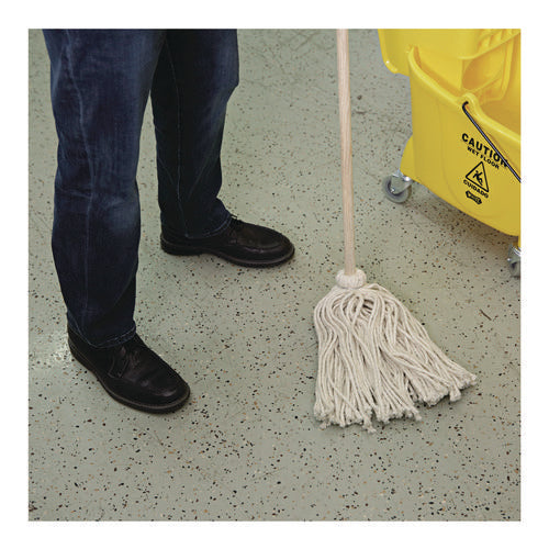 Image of Boardwalk® Handle/Deck Mops, #20 White Cotton Head, 54" Natural Wood Handle