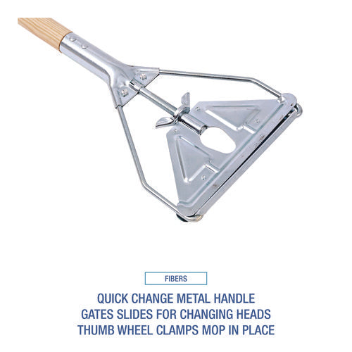 Image of Boardwalk® Quick Change Metal Head Mop Handle for No. 20 and Up Heads, 62" Wood Handle