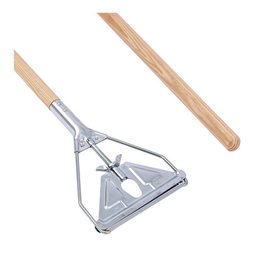 Image of Boardwalk® Quick Change Metal Head Mop Handle for No. 20 and Up Heads, 62" Wood Handle