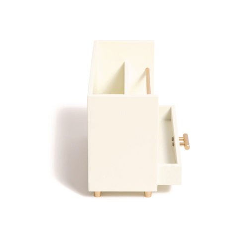 Image of U Brands Juliet Desk Organizer, 3 Compartments, 1 Drawer, 9.5" x 4.2" x 4.9", White/Gold, Wood/Metal