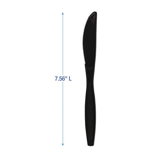 Image of Boardwalk® Heavyweight Polypropylene Cutlery, Knife, Plastic, Black, 1,000/Carton
