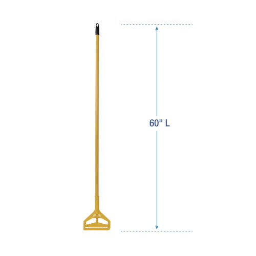 Image of Boardwalk® Cotton Cut End Mop Kit, #24 Natural Cotton Head, 60" Yellow Metal/plastic Handle