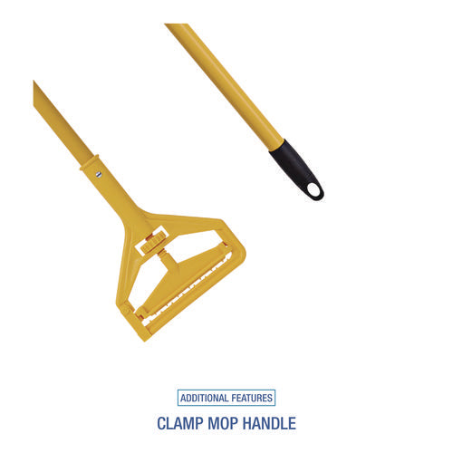 Image of Boardwalk® Cotton Cut End Mop Kit, #24 Natural Cotton Head, 60" Yellow Metal/plastic Handle