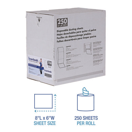 Image of Boardwalk® Trapeze Disposable Dusting Sheets, 8" X 125 Ft, White, 250 Sheets/roll,