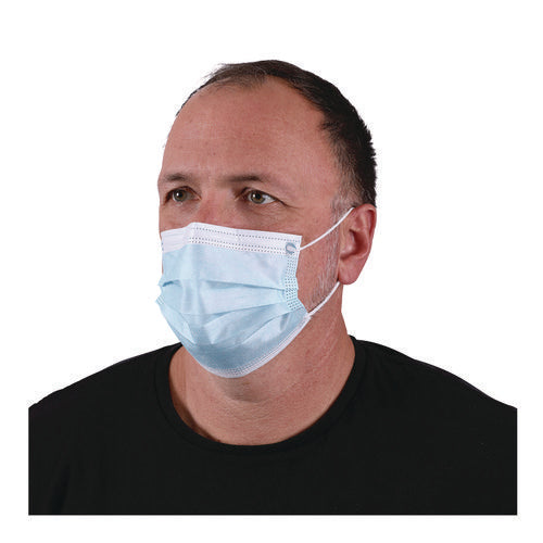 Image of Boardwalk® Three-Ply General Use Face Mask, Blue, 50/box, 40 Boxes/carton