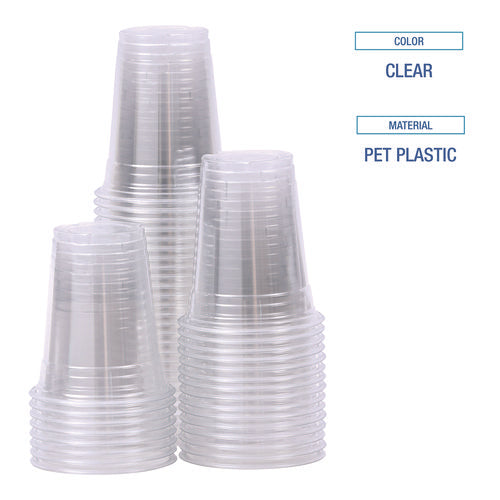 Image of Boardwalk® Clear Plastic Cold Cups, 12 oz, 50/Sleeve, 20 Sleeves/Carton