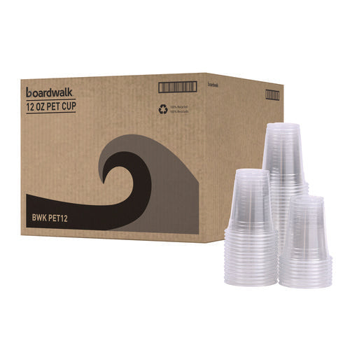 Image of Boardwalk® Clear Plastic Cold Cups, 12 oz, 50/Sleeve, 20 Sleeves/Carton