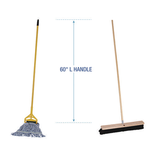 Image of Boardwalk® Cleaning Kit, Medium Blue Cotton/rayon/synthetic Head, 60" Natural/yellow Wood/metal Handle