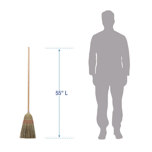 Image of Boardwalk® Cleaning Kit, Medium Blue Cotton/rayon/synthetic Head, 60" Natural/yellow Wood/metal Handle