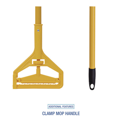 Image of Boardwalk® Cleaning Kit, Medium Blue Cotton/rayon/synthetic Head, 60" Natural/yellow Wood/metal Handle