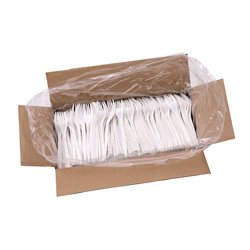 Image of Boardwalk® Heavyweight Polypropylene Cutlery, Fork, Plastic, White, 1,000/Carton
