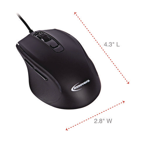 Image of Innovera® Full-Size Wired Optical Mouse, Usb 2.0, Right Hand Use, Black