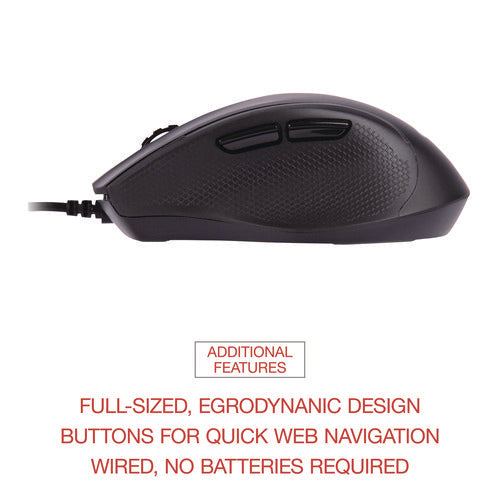 Image of Innovera® Full-Size Wired Optical Mouse, Usb 2.0, Right Hand Use, Black