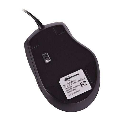 Image of Innovera® Full-Size Wired Optical Mouse, Usb 2.0, Right Hand Use, Black