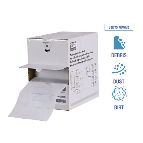 Image of Boardwalk® Trapeze Disposable Dusting Sheets, 8" X 125 Ft, White, 250 Sheets/roll,