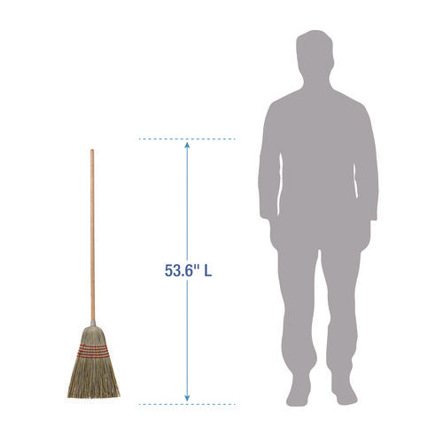 Image of Boardwalk® Corn/fiber Brooms, Corn/yucca Bristles, 53.5" Overall Length, Natural, 6/carton