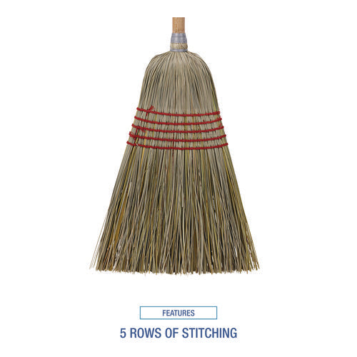 Image of Boardwalk® Corn/fiber Brooms, Corn/yucca Bristles, 53.5" Overall Length, Natural, 6/carton