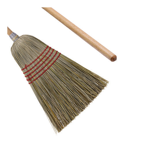 Image of Boardwalk® Corn/fiber Brooms, Corn/yucca Bristles, 53.5" Overall Length, Natural, 6/carton
