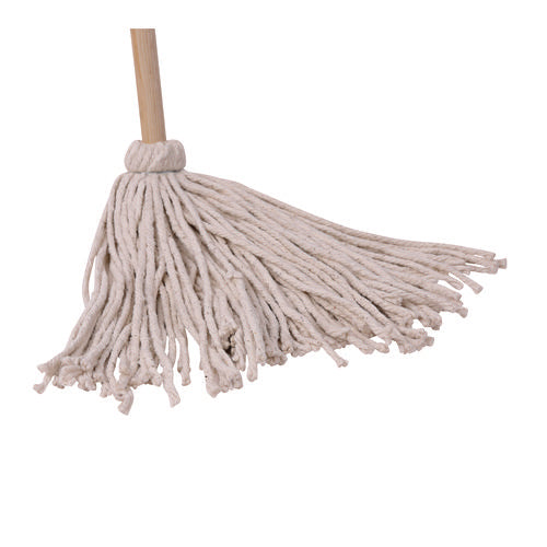 Image of Boardwalk® Cotton Deck Mop, #16 White Cotton Head, 50" Wood Handle, 12/Carton