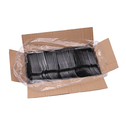 Image of Boardwalk® Heavyweight Polystyrene Cutlery, Fork, Plastic, Black, 1,000/Carton