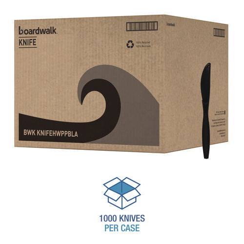 Image of Boardwalk® Heavyweight Polypropylene Cutlery, Knife, Plastic, Black, 1,000/Carton