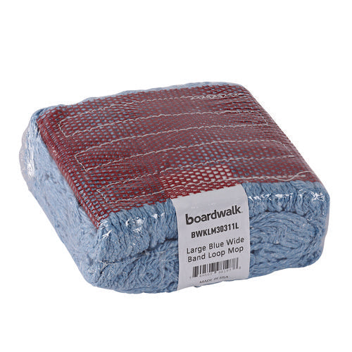 Image of Boardwalk® Cotton Mop Heads, Cotton/synthetic, Large, Looped End, Wideband, Blue, 12/ct