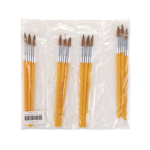 Image of Crayola® Watercolor Brush Set, Size 12, Camel-Hair Blend, Round Profile, 3/pack
