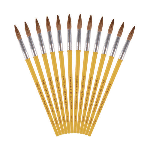 Image of Crayola® Watercolor Brush Set, Size 12, Camel-Hair Blend, Round Profile, 3/pack